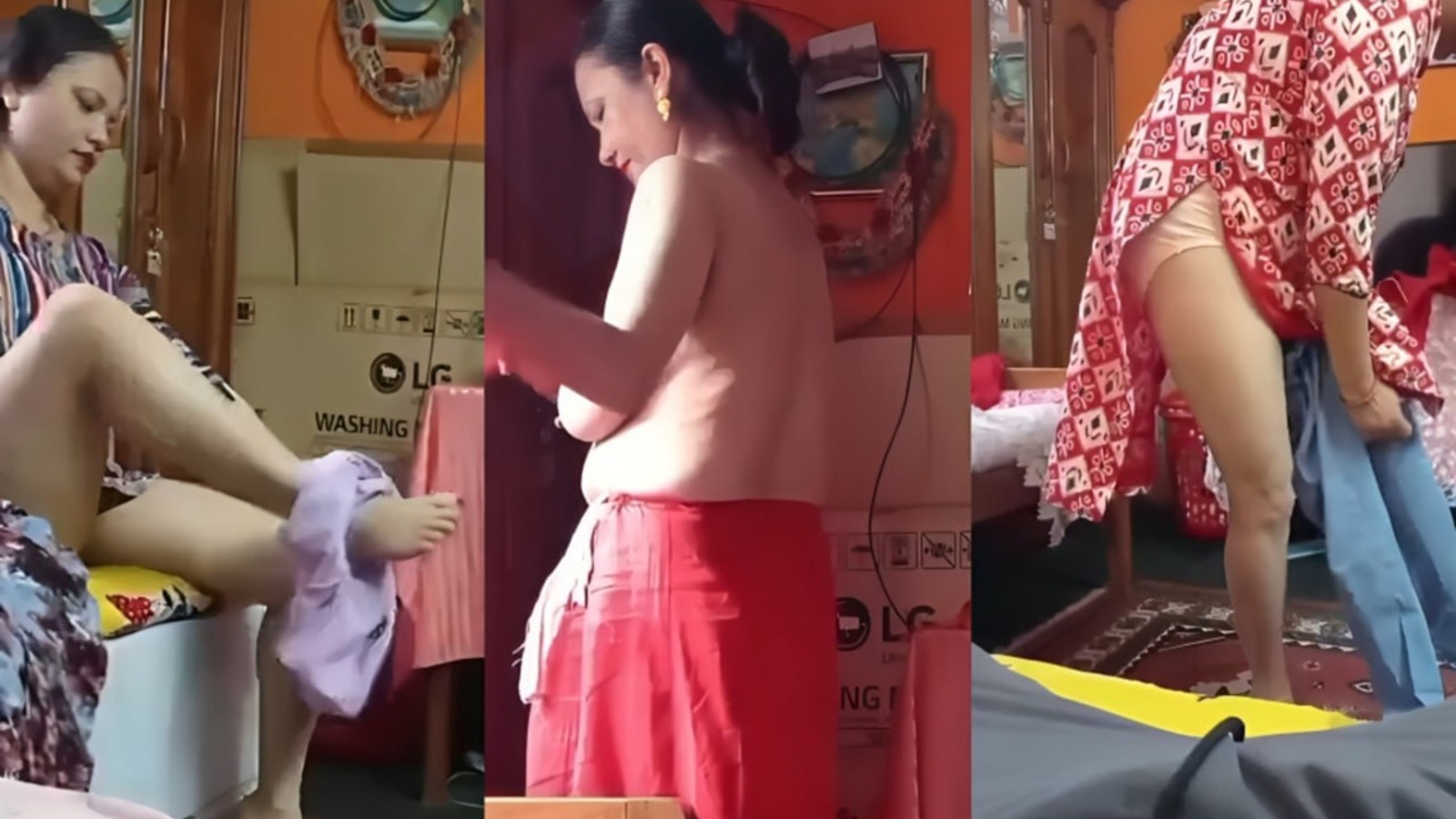 Indian Mother Changing Clothes in Front of Son and Her Son Secretly Recording Video